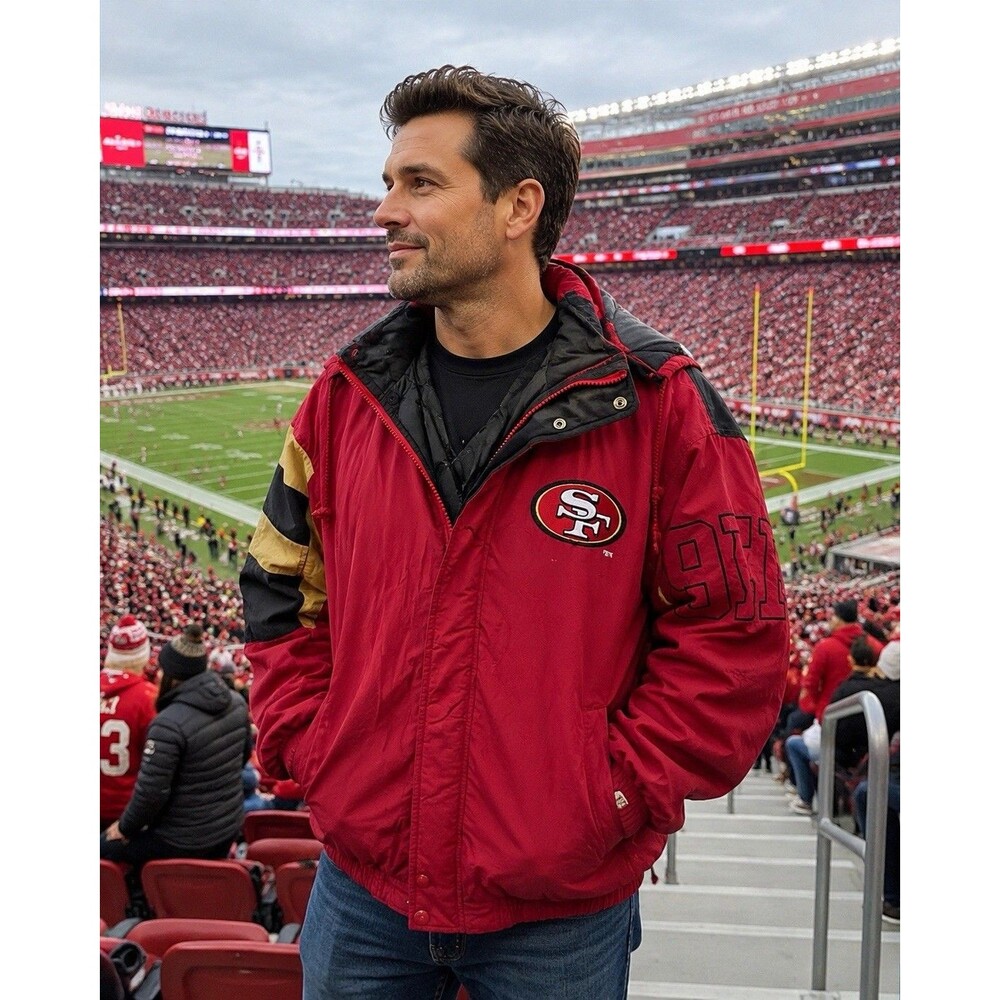 Vintage San Francisco 49ers Starter Jacket Mens XL Red NFL Football Hooded